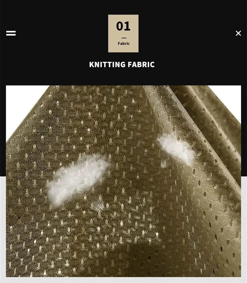 Simples Market men's vest; gold-brown perforated fabric texture close-up