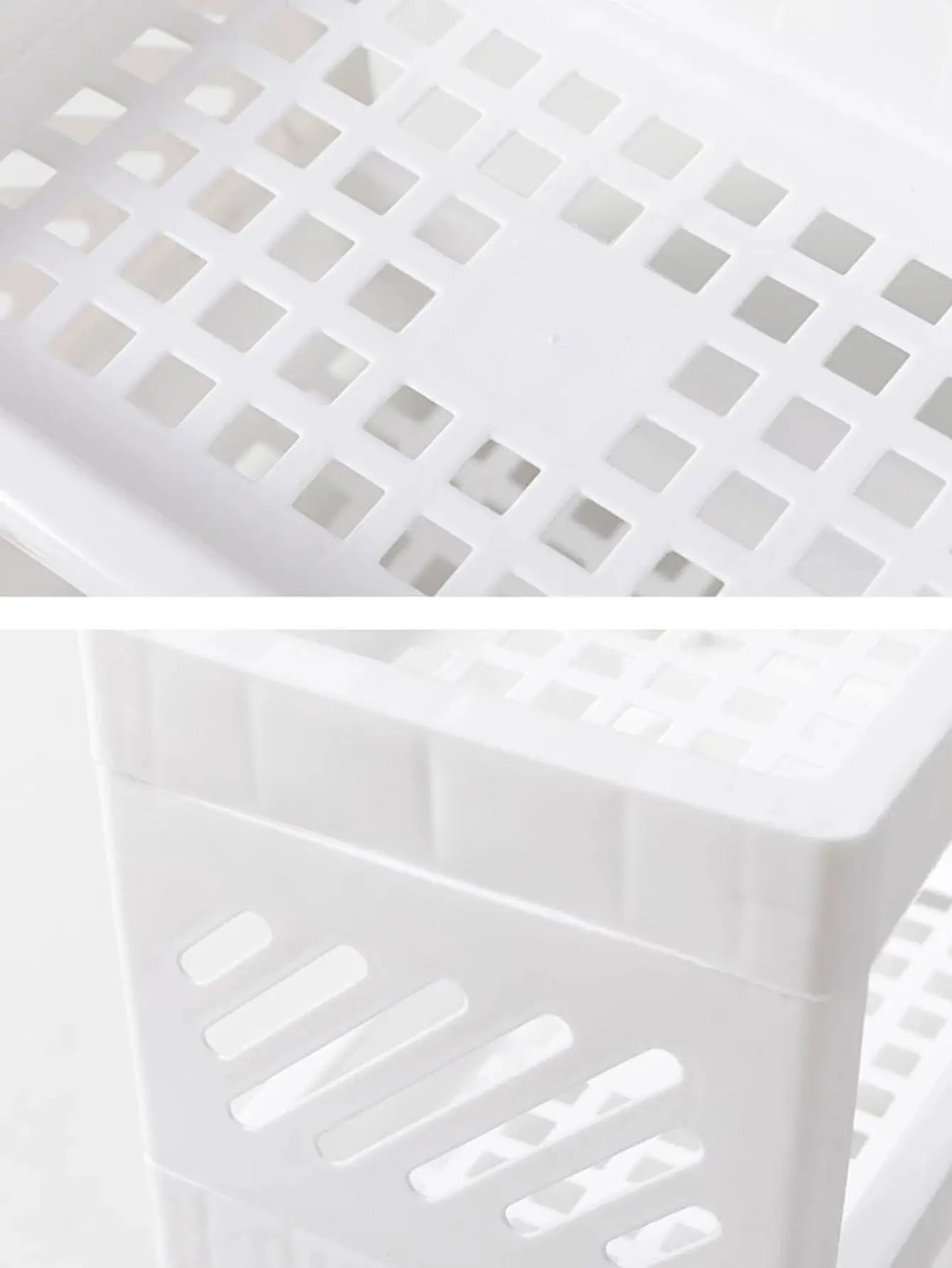 PP Desktop Double Layer Storage Rack Rectangular White For Desk Office Cosmetics Stationery Organization