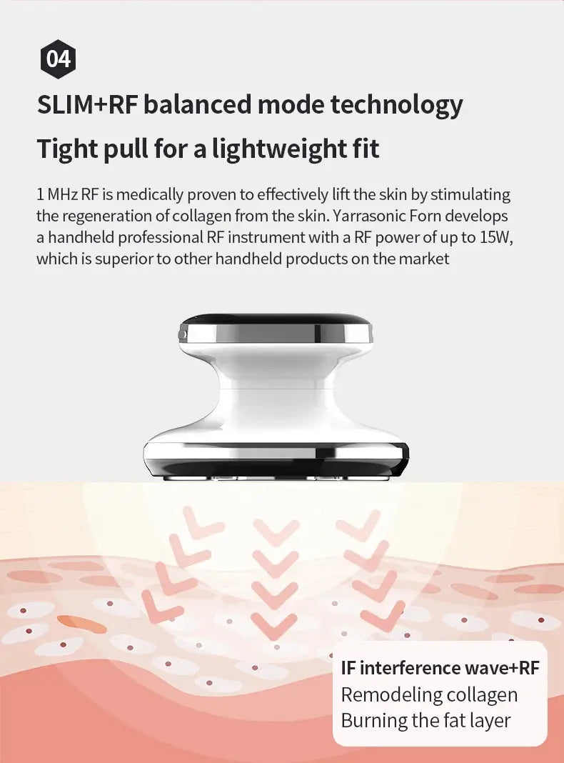 4-in-1 cellulite massager cordless body sculpting device, white with black top