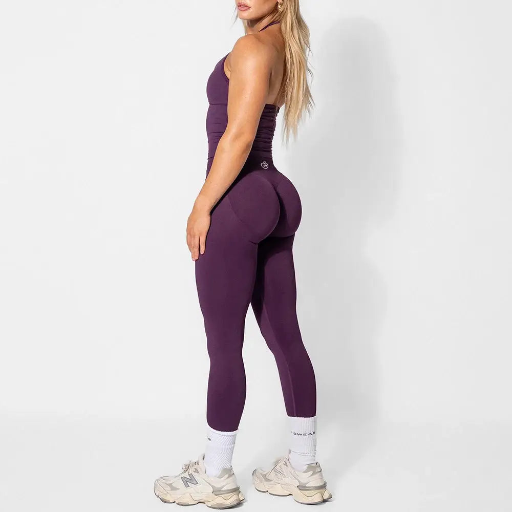 Women's Halter Yoga Set With High Waist Leggings Two Piece Gymwear