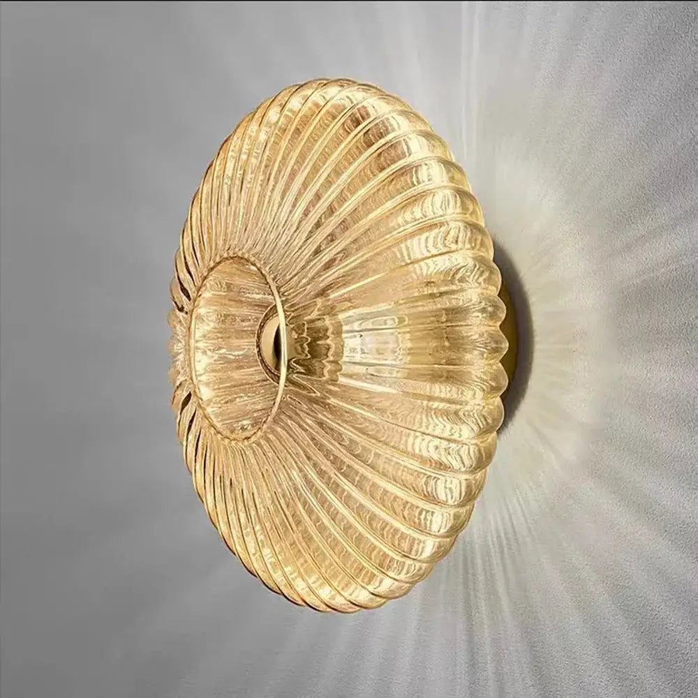 Nordic LED Glass Wall Sconce by Simples Market in amber-gold ribbed glass, wall-mounted