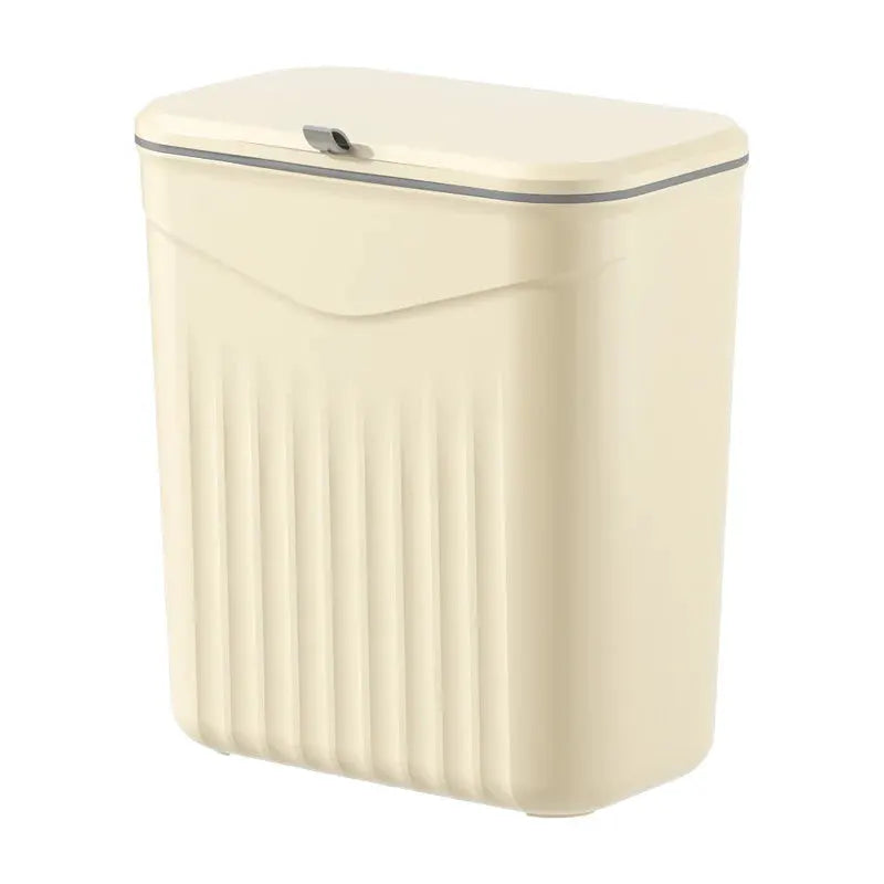 Simples Market wall-mounted trash bin in white, durable plastic, space-saving kitchen garbage storage