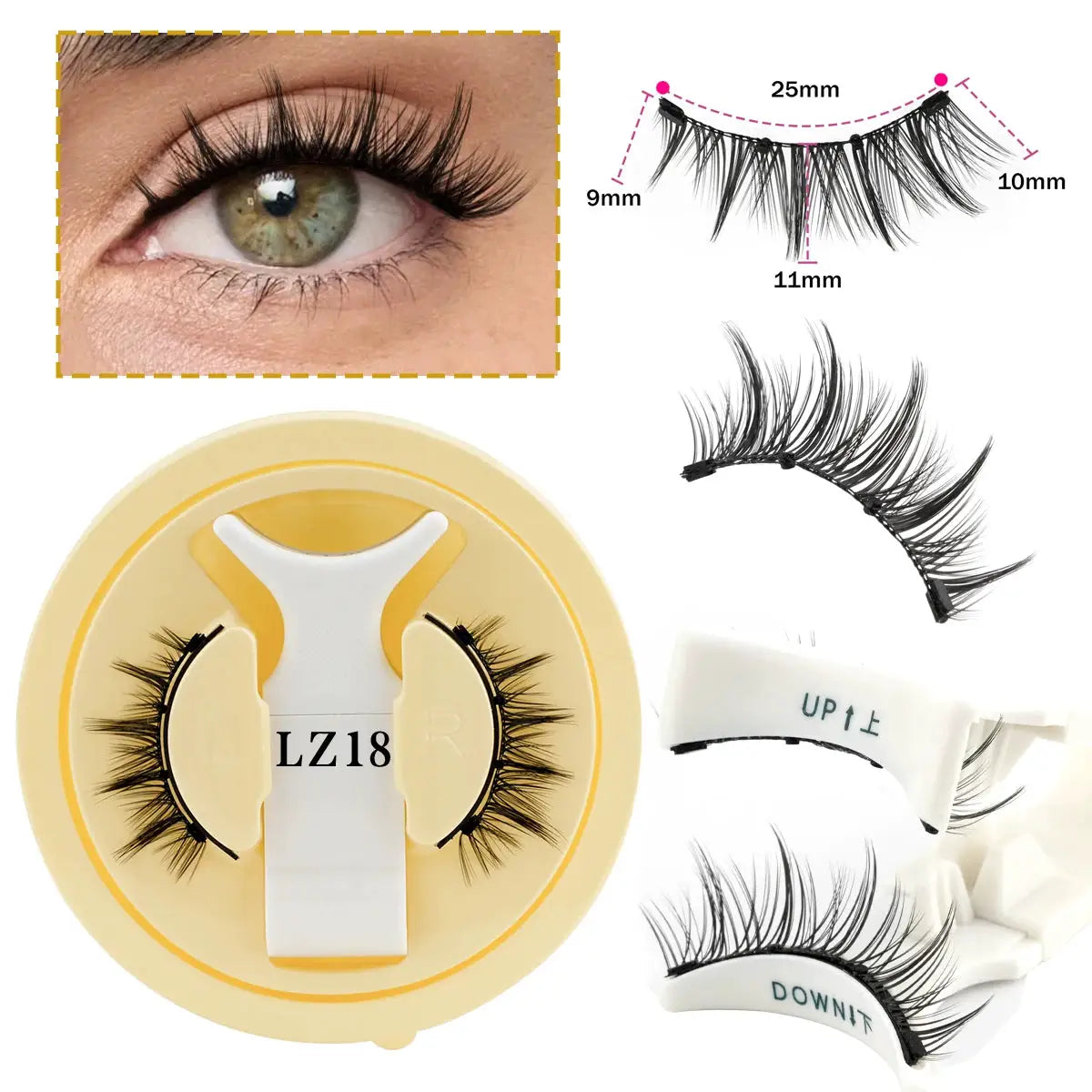 Magnetic Eyelashes Half Pair Handmade 3D Mink Reusable False Eyelashes Set Natural Long Look With Tweezers Tool