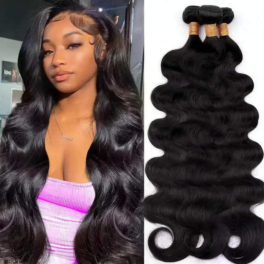 42 Inch Body Wave Human Hair Bundles Natural Black Brazilian Virgin Hair 12A Unprocessed Real Remy Extensions
