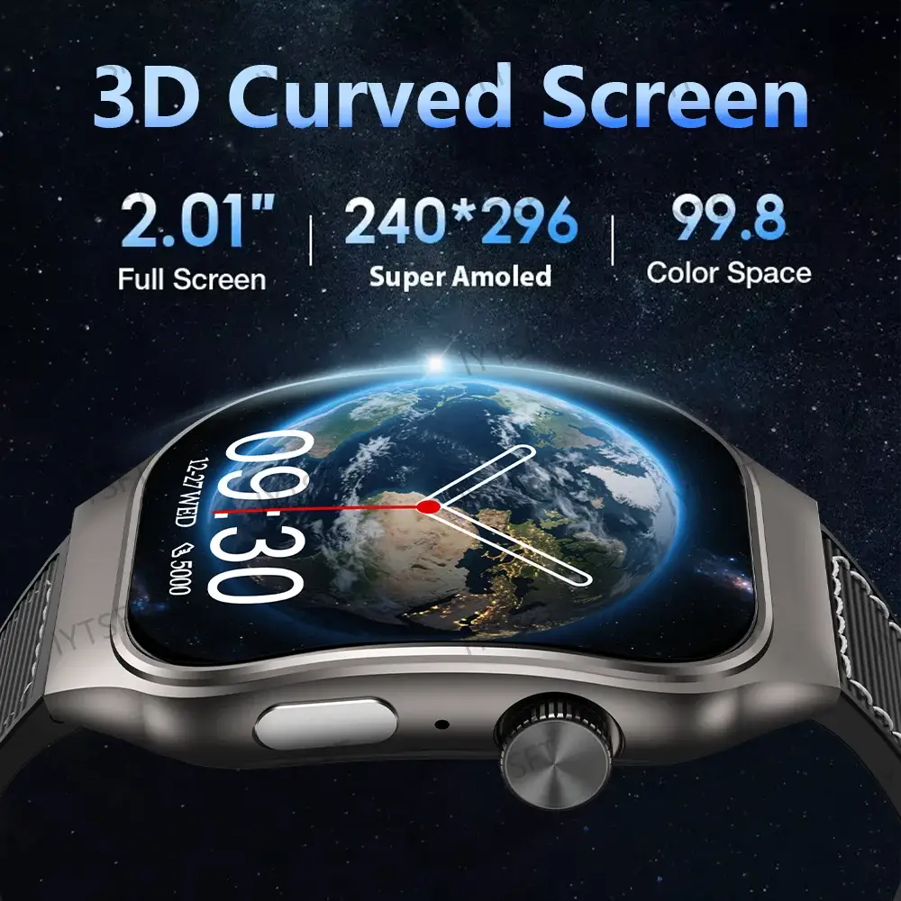 LAXASFIT 2.01 Inch Curved Screen Smart Watch Bluetooth 5.3 HD Super AMOLED Display Multi Sports Modes