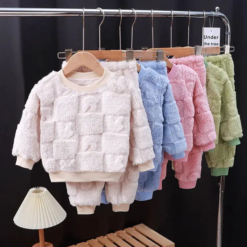 CozyKids Korean Velvet Baby Pajama Set For Autumn Winter Ultra Warm Velour Sleepwear For Babies And Toddlers