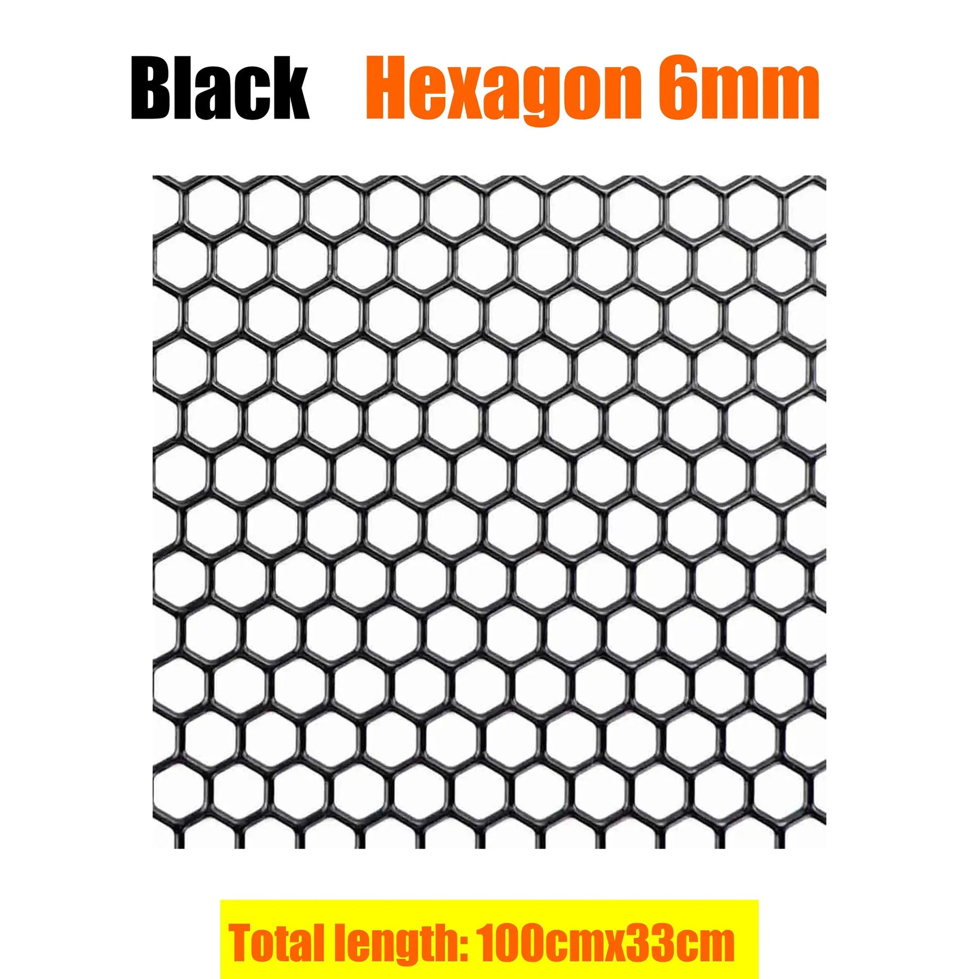 Aluminium hexagon mesh car bumper grille, black, 100x33 cm, Simples Market