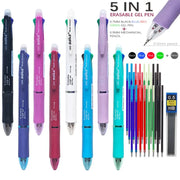 Simples Market 5-in-1 multicolor erasable gel pen set, nine pens with replaceable color refills and pencil lead