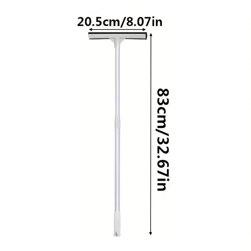 Squeegee window cleaner by Simples Market; 2-in-1 brush and squeegee on a retractable white pole