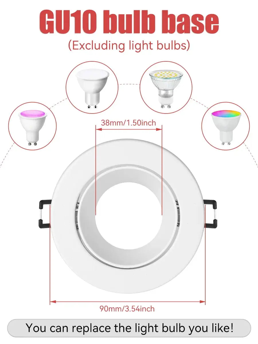 Simples Market GU10 replaceable-bulb LED downlight ceiling lamp, white round trim for kitchen and living areas