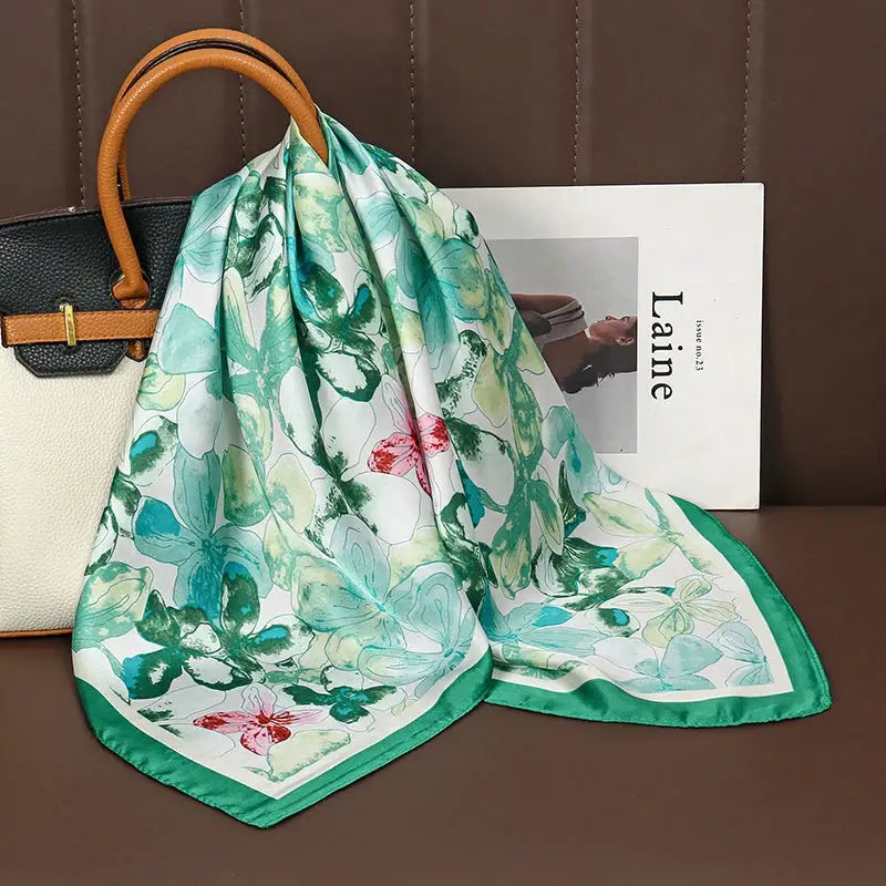 Luxe Silk Satin Square Scarf Silk Feel Finish Versatile Fashion Wrap For Shawl Hijab Neckerchief Hair Ribbon Headband