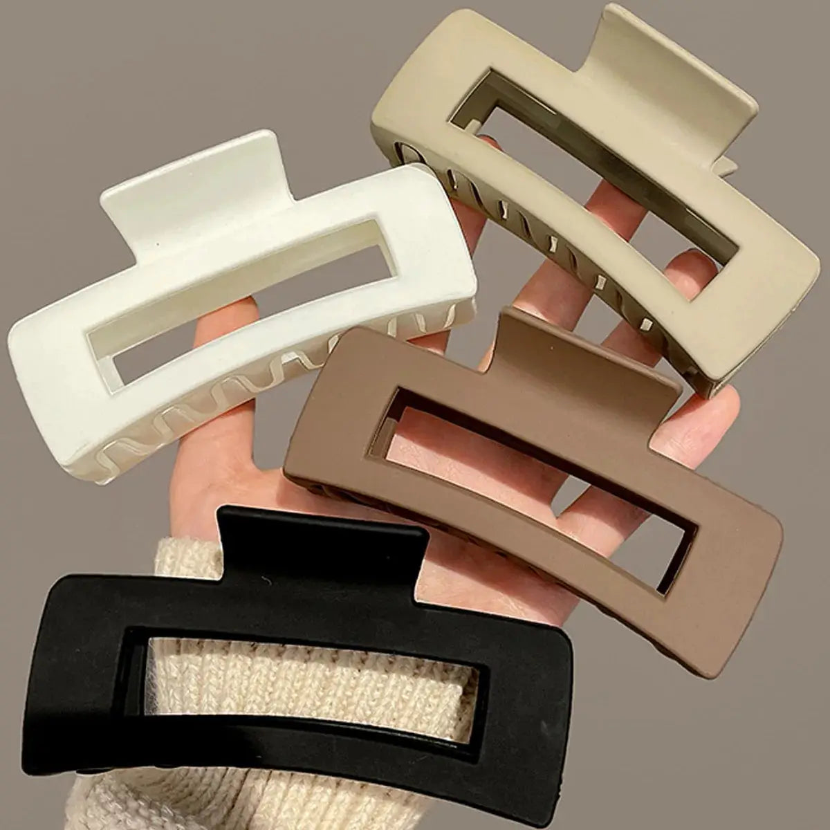 Korean Large Solid Hair Claw Clip Elegant Barrette With Geometric Romantic Design For Women Secure All Hair Types