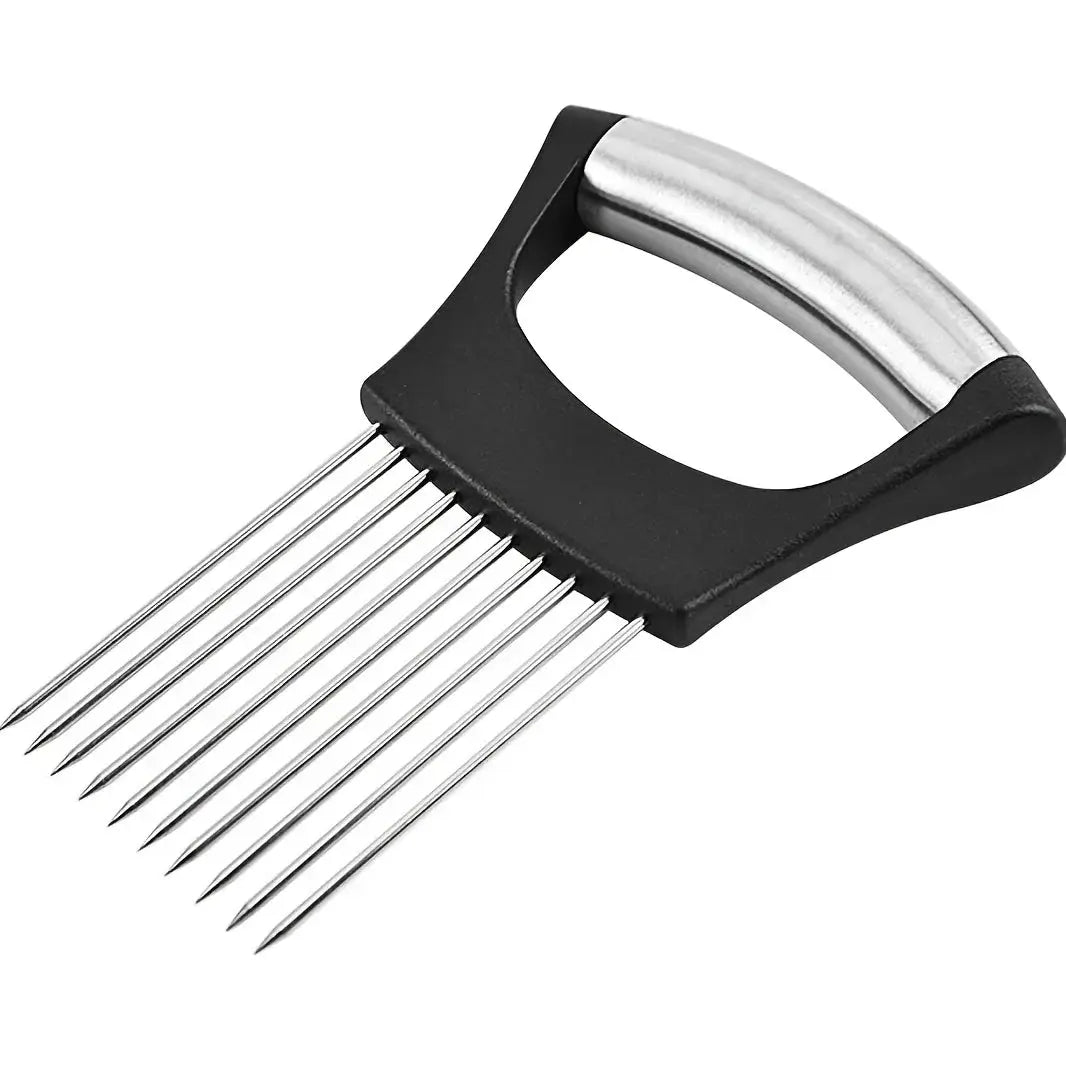 ChefCraft Stainless Steel Onion Slicer Holder And Meat Tenderizer Multipurpose Cutting Tool With Full Grip Handle