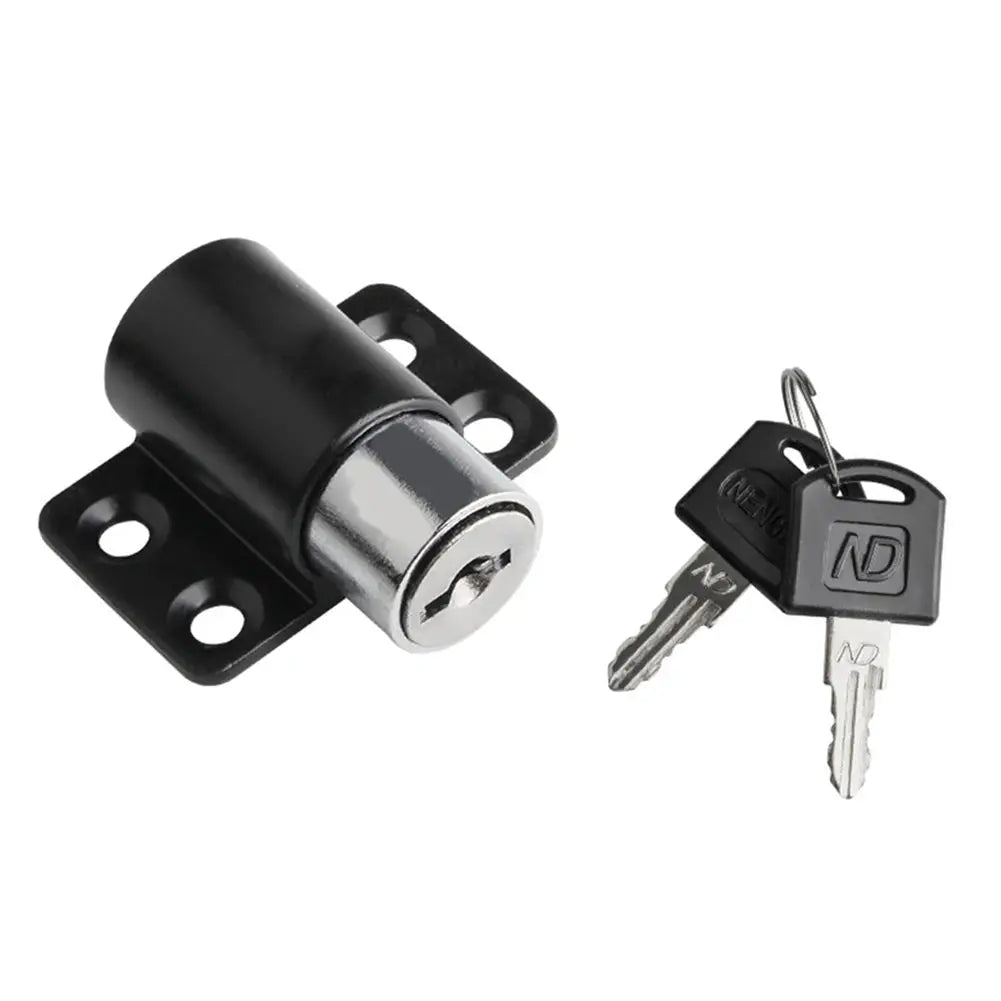 Sliding door lock by Simples Market with two keys, black aluminum alloy security latch for baby safety