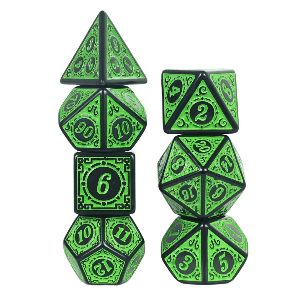DNDGame Polyhedral Dice Set With Textured Pattern 7 Piece D4 D6 D8 D10 Percentile Die D12 D20 For RPG Tabletop Games