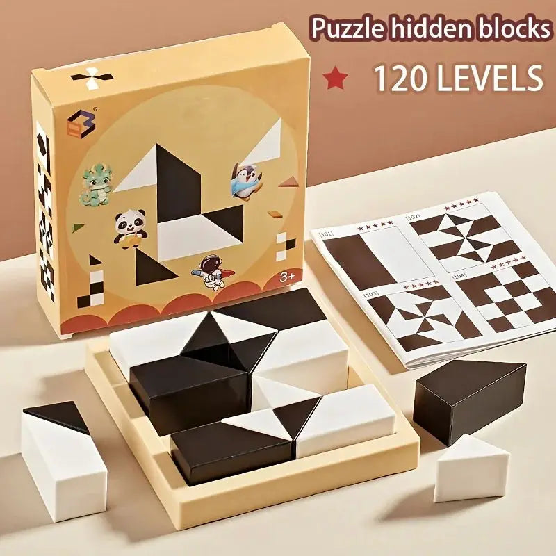 120 Level Black And White Hidden Building Block Puzzle For Children Intelligent Parent Child Interactive Tabletop Game