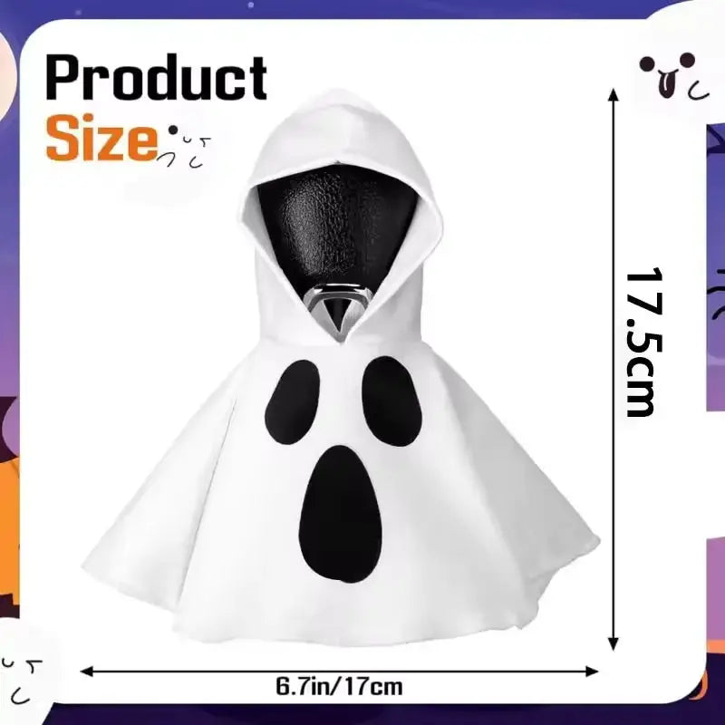 Simples Market gear shift hoodie cover, white ghost design for car shift lever interior decor, fits manual/automatic