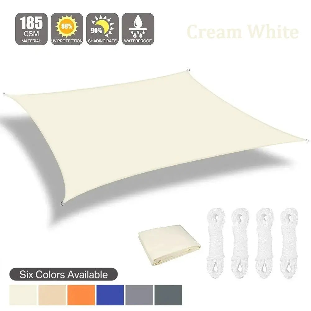 Simples Market sun shade sail, cream waterproof outdoor canopy for garden, 2x3/3x4/4x5/5x6m, with corner rings.