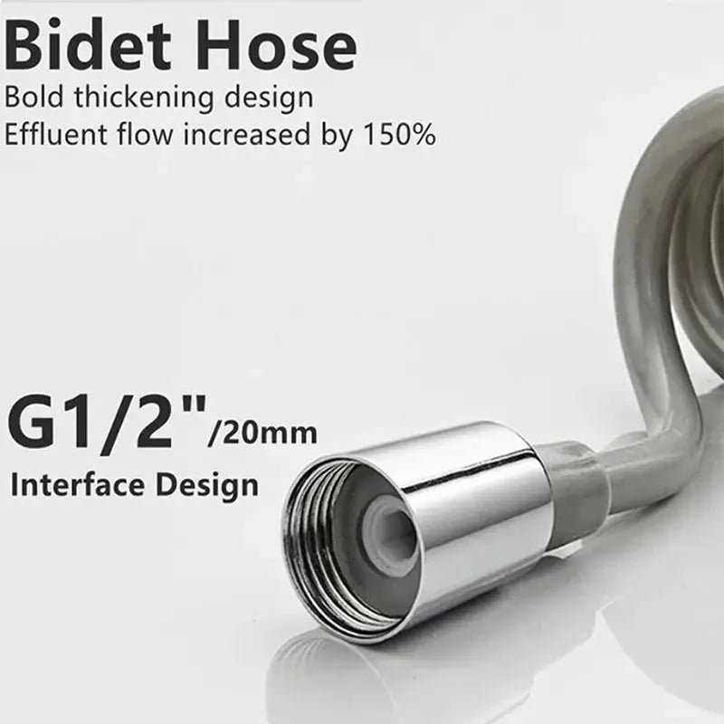 Chrome bidet hose connector with G1/2 interface for handheld sprayer.