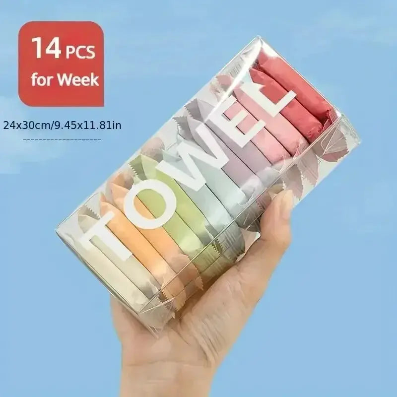 14 Pcs Disposable Washcloths Compressed Travel Towels Expands With Water For Makeup Cleansing Beauty Square Towels
