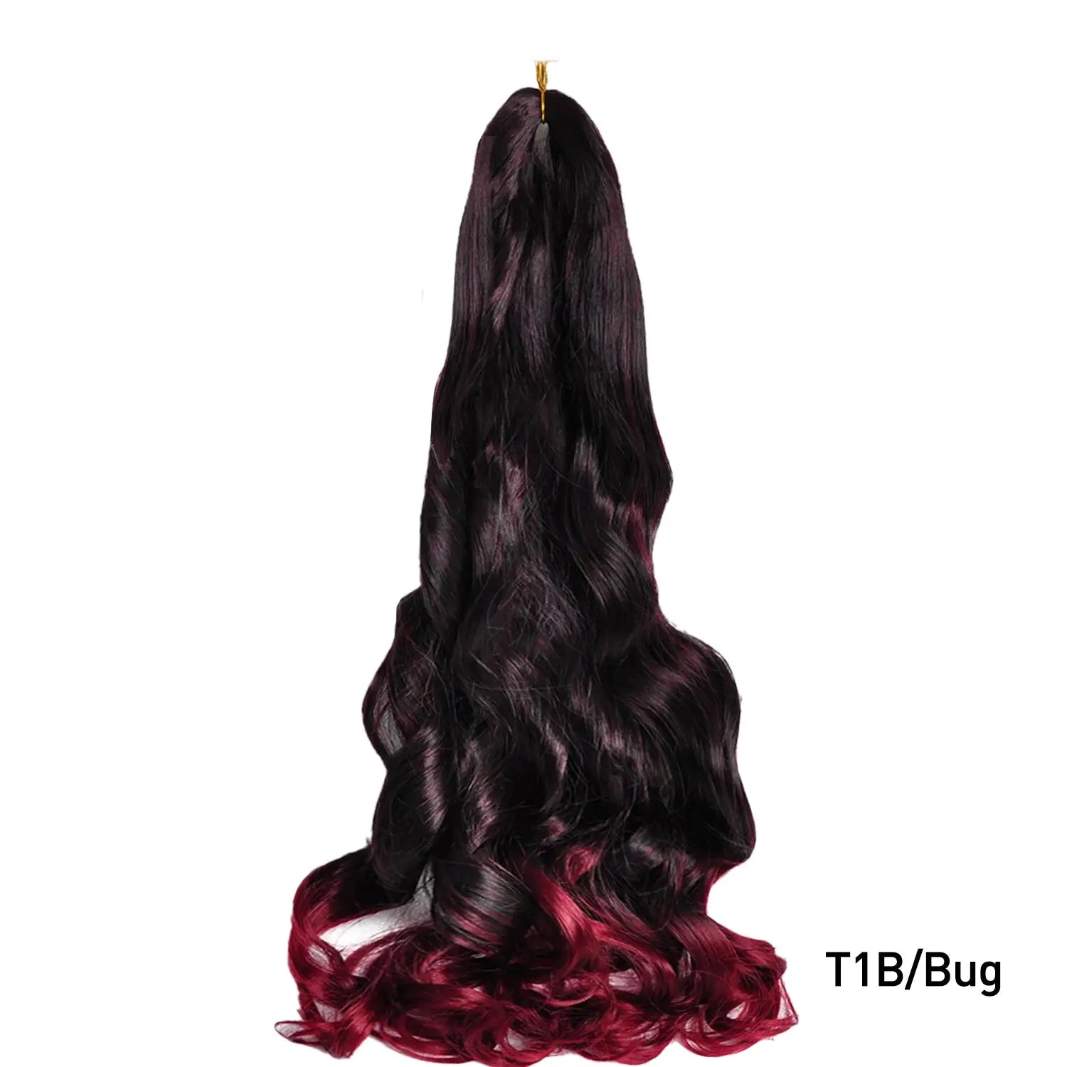 French Curls braiding hair extension, 24-inch synthetic spiral curls with black-to-burgundy ombre