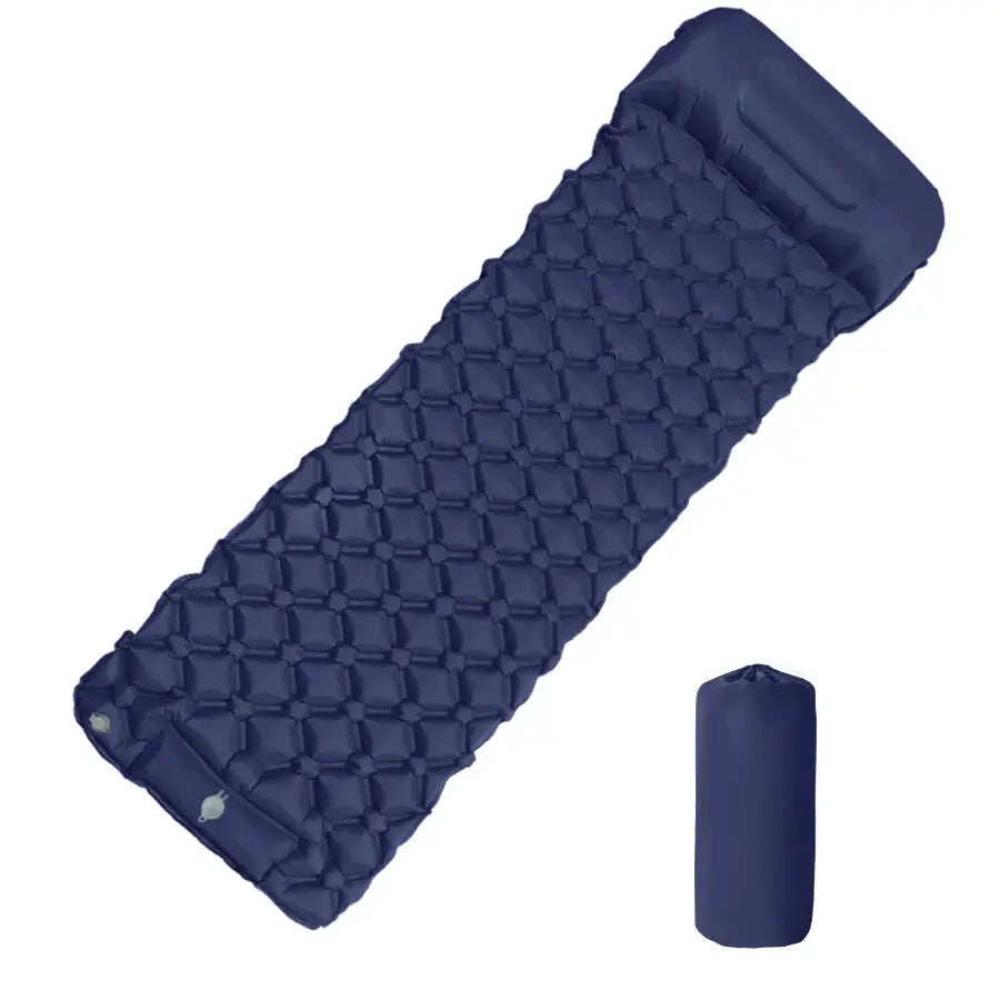 Outdoor Camping Inflatable Sleeping Pad With Built In Pillow And Inflator Pump Ultralight Air Mat For Hiking