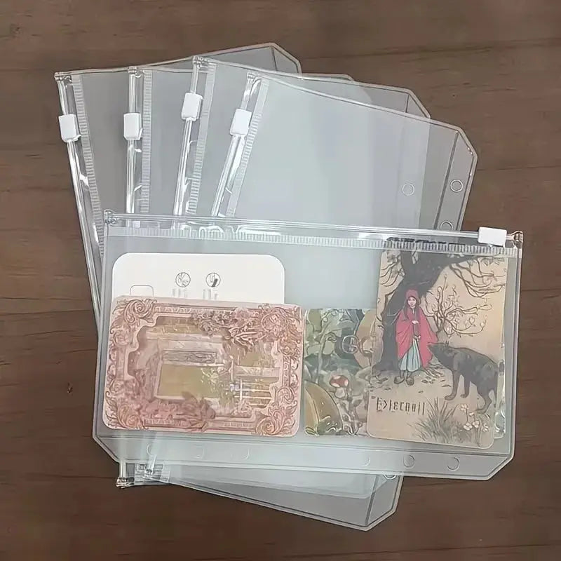 Simples Market 10-pack clear zipper binder pockets for A5/A6/A7 sizes, waterproof document pouches for 6-ring binders