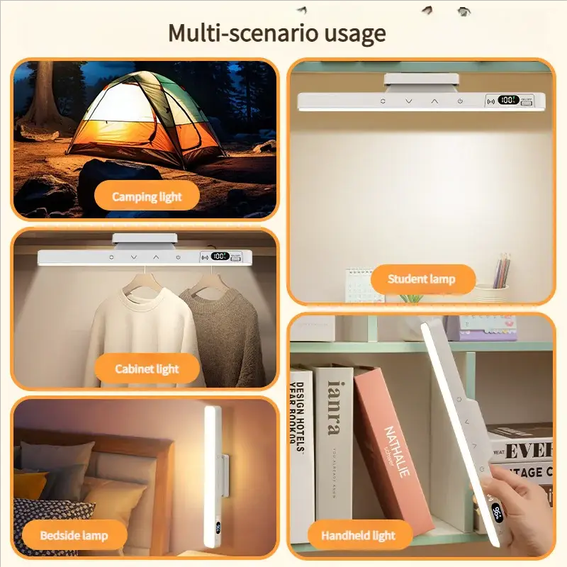 Touch table lamp by Simples Market with built-in rechargeable battery, white LED desk light for bedside and cabinet.