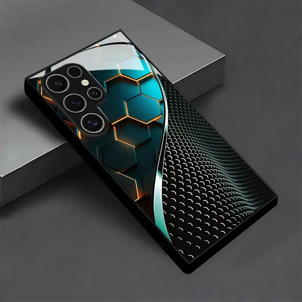 Phone case by Simples Market with honeycomb wood pattern for Samsung Galaxy S26–S23 Ultra 5G frosted full cover