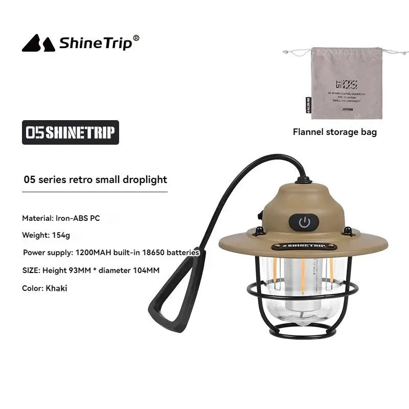 Shine Trip Retro Small Droplight LED Camping Lamp With USB Charging Hanging Tent Light for Campsites