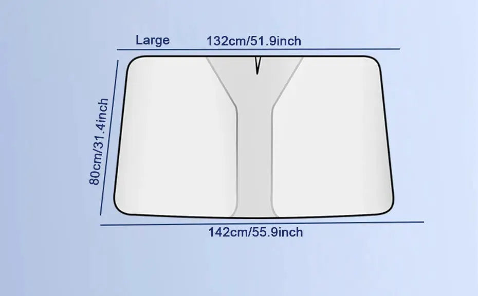 SEAMETAL car windshield sun shade cover, large size with 132x80 cm (51.9x31.4 in) dimensions