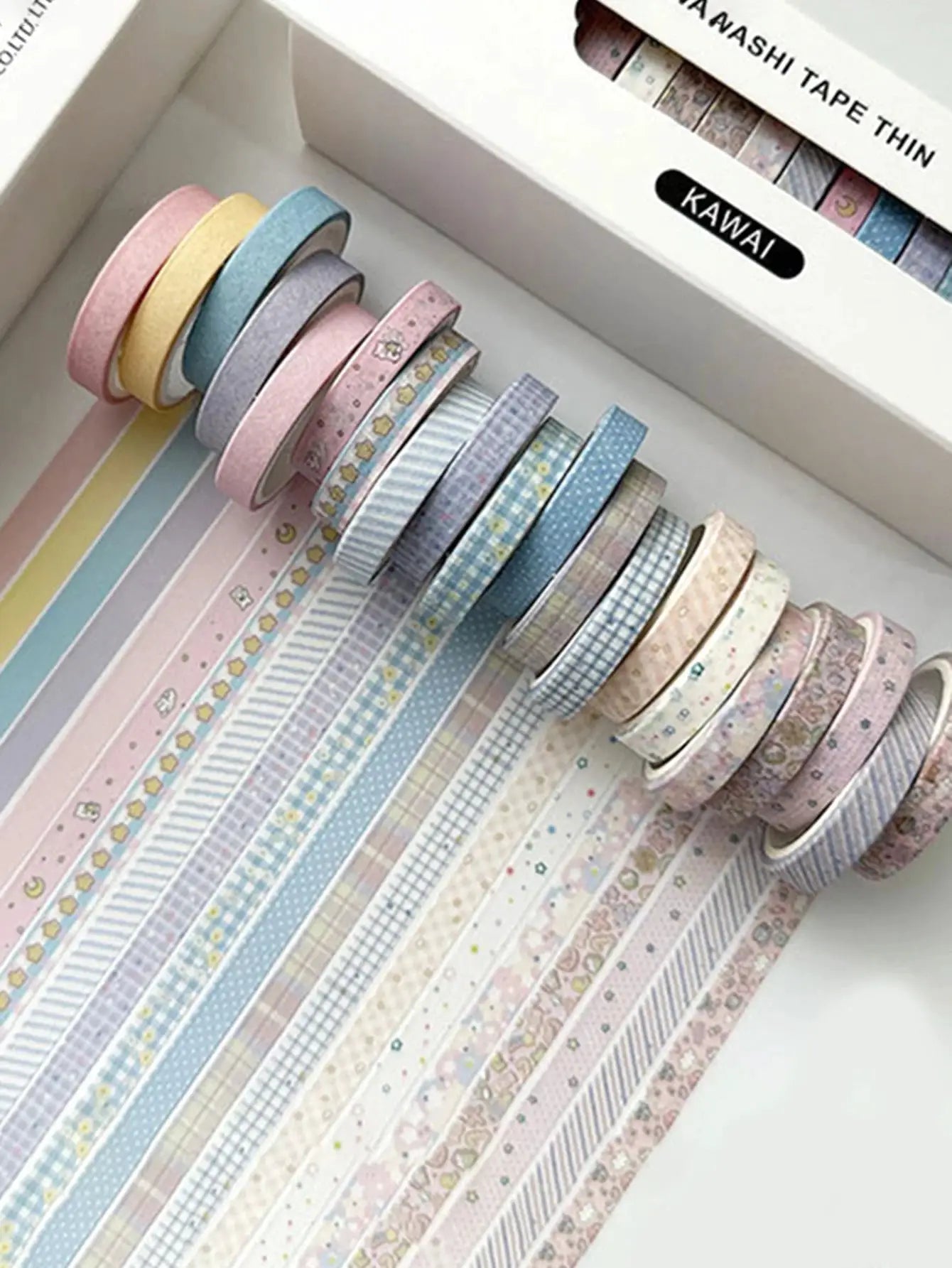 Washi tape set, 20 thin rolls with pastel floral and plant patterns by Simples Market