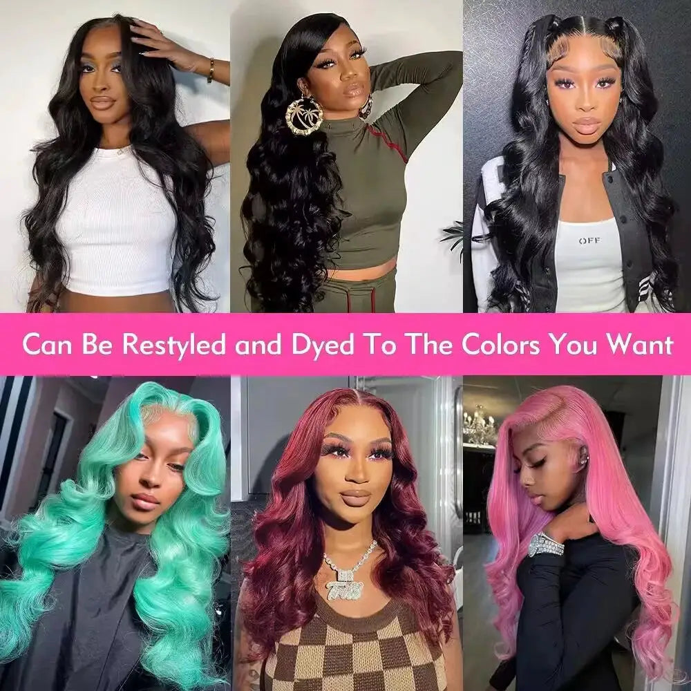 HD Transparent 13x4 13x6 Body Wave Lace Front Wig 360 Lace Frontal Human Hair Wig For Women 200 Density