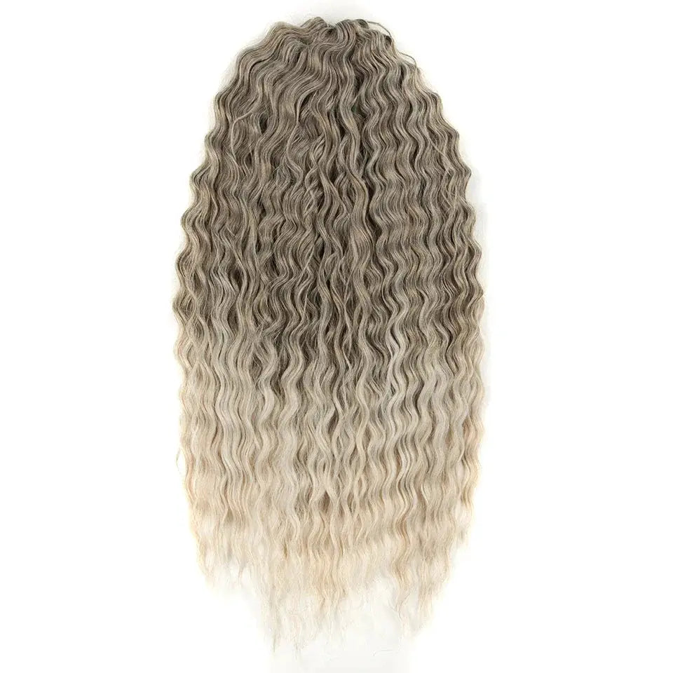 Fashion Idol 22in Ariel curl synthetic hair extensions, ombre dark roots to blonde ends, Simples Market