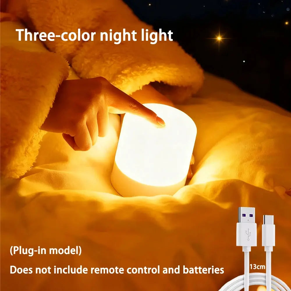 LuminaGlow LED Night Light Dimmable Lamp Rechargeable Or Plug In RGB Touch Control For Bedroom Bedside Reading