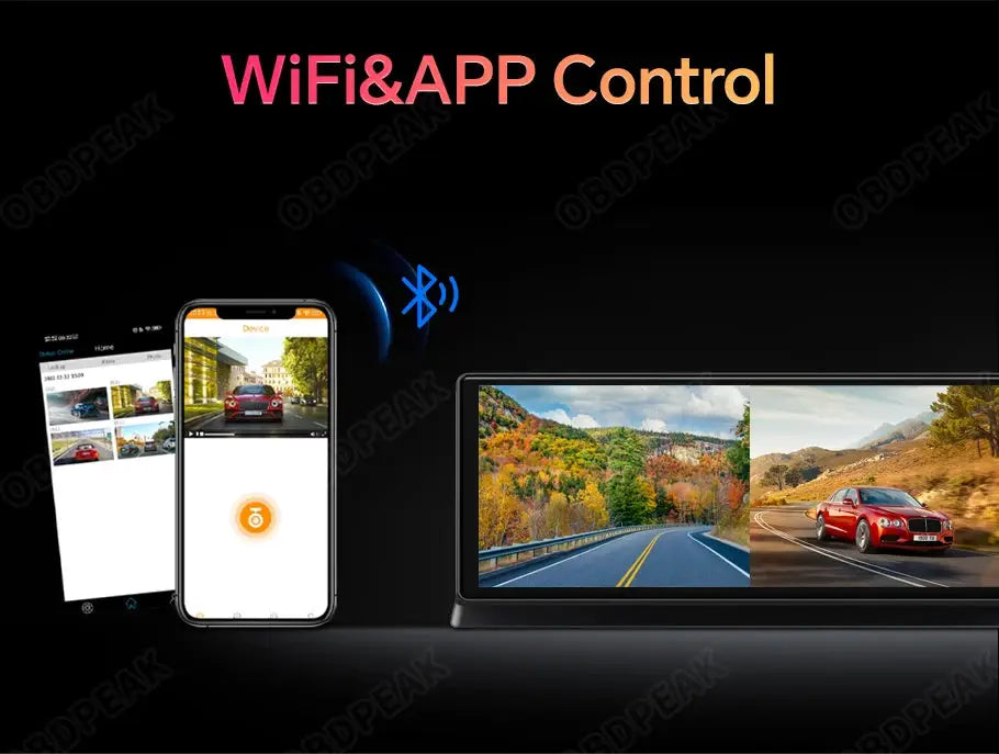OBDPEAK K8 Pro dash cam by Simples Market, 11.3in touchscreen, front 5K + rear 1080P, GPS navigation