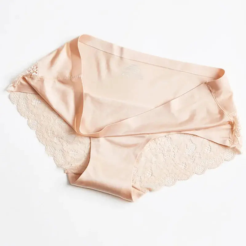 TrowBridge satin lace panties for women in peach with delicate lace trim, Simples Market