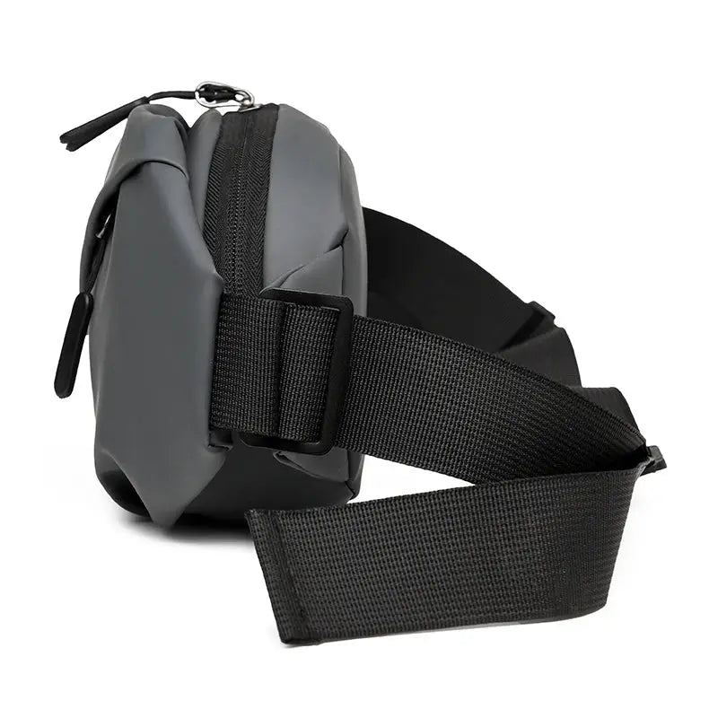 Men's minimalist waterproof waist bag with cross-body strap, gray/black Simples Market fanny pack