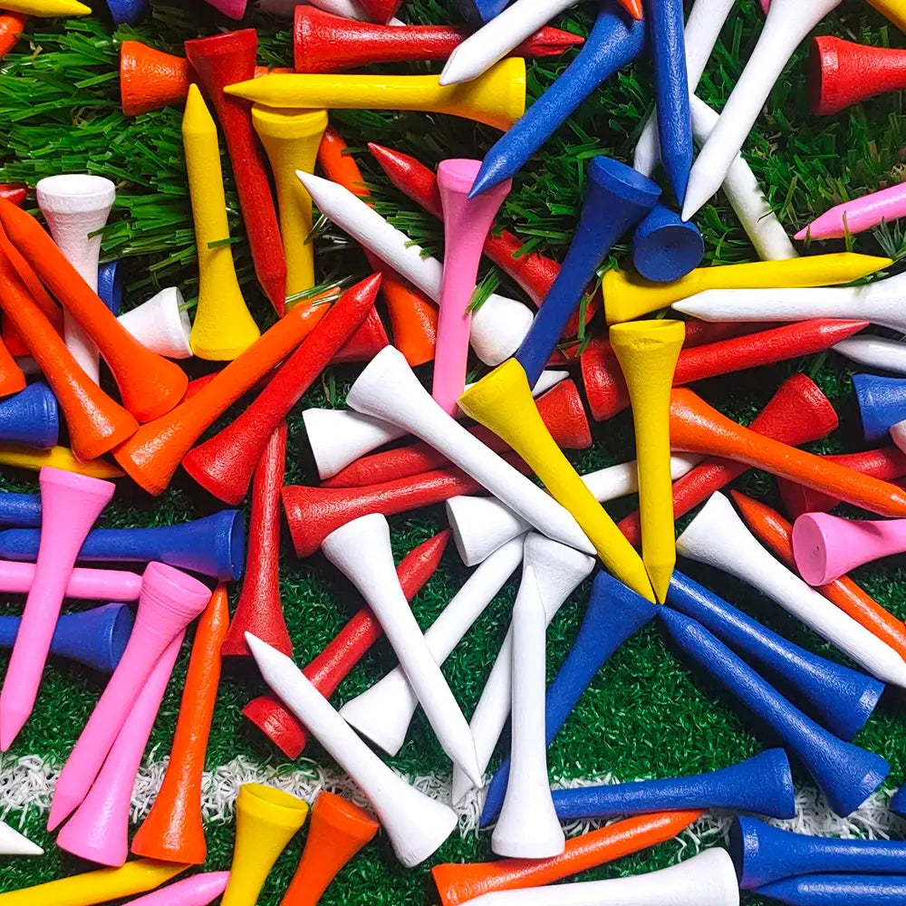 100 Pcs Mixed Color Golf Wood Tees Bulk Pack Durable Wooden Tees With Multiple Lengths
