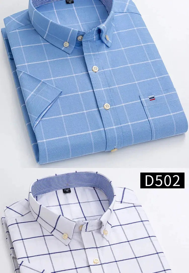 Men's plaid Oxford shirt set, 2-pack in light blue and white with button-down collars