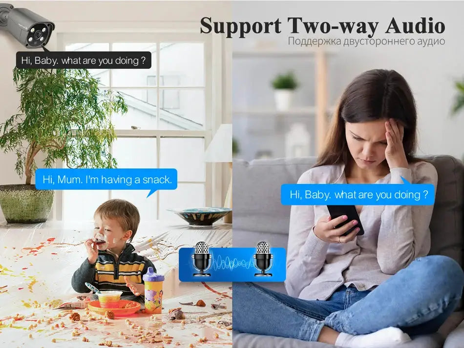 Techage outdoor POE IP camera with two-way audio and metal housing for NVR systems