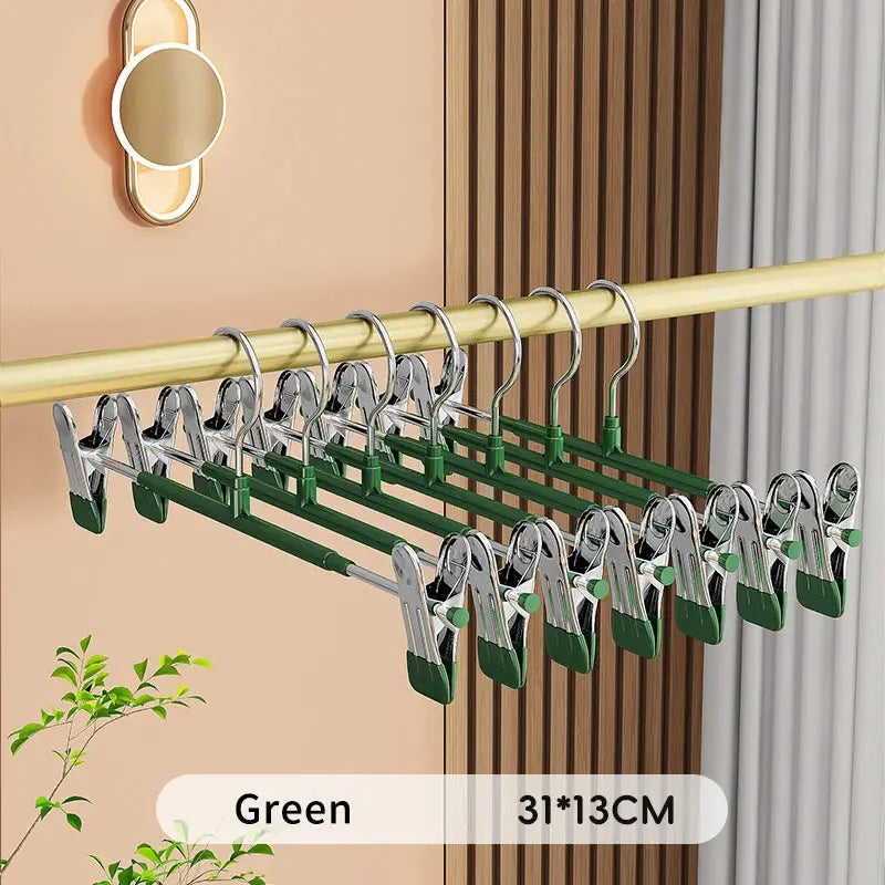 ClosetEase Five Pieces Adjustable Pants And Skirt Hangers With Non Slip Clips For Women Secure Grip To Prevent Slips