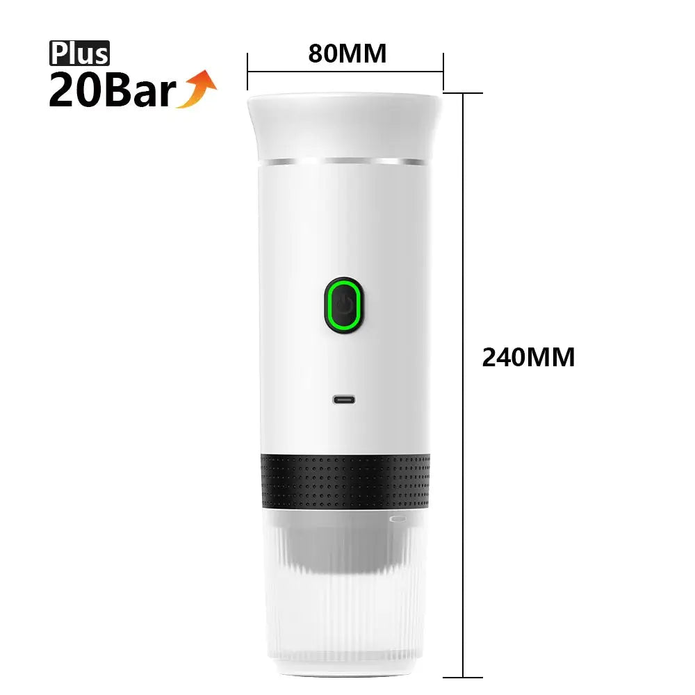 DENOKIN Wireless Electric Portable Espresso Coffee Machine for Car Home Camping 3 In 1 Capsule Powder Maker