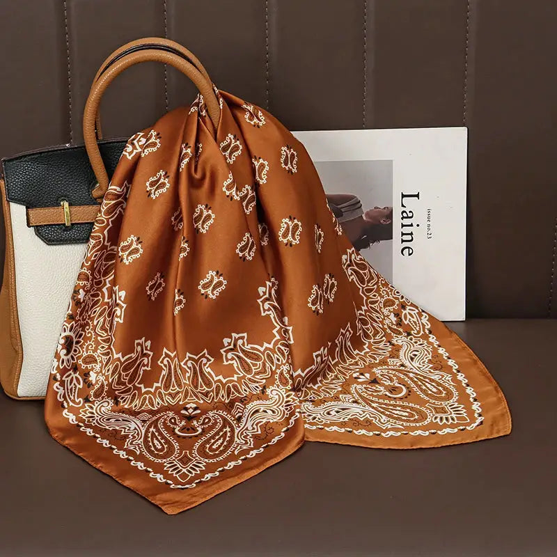 Luxe Silk Satin Square Scarf Silk Feel Finish Versatile Fashion Wrap For Shawl Hijab Neckerchief Hair Ribbon Headband