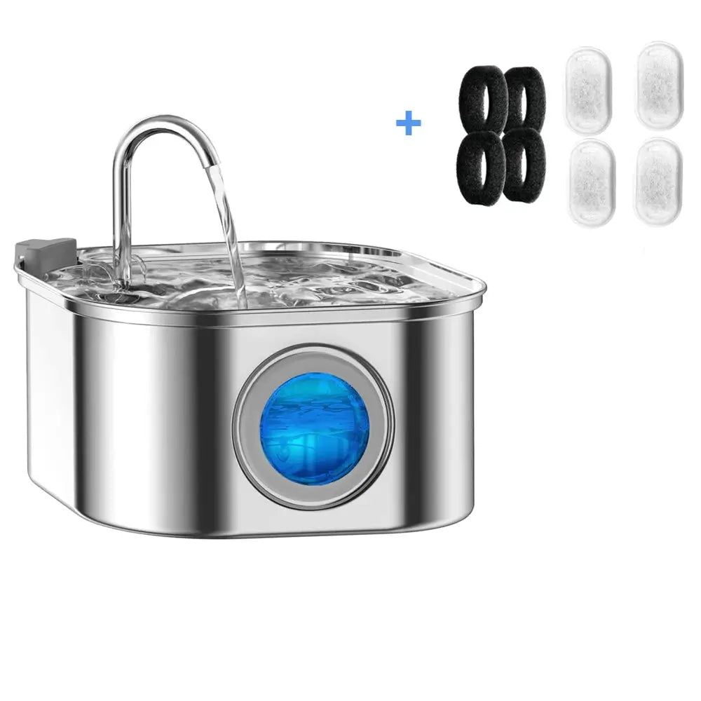 3.2L Stainless Steel Pet Water Feeder Auto Cat Fountain And Smart Dog Water Dispenser With Visual Window