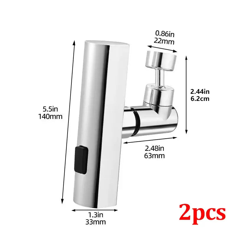 Simples Market chrome kitchen faucet extension with three-mode universal swivel nozzle; splash-proof, 2pcs.
