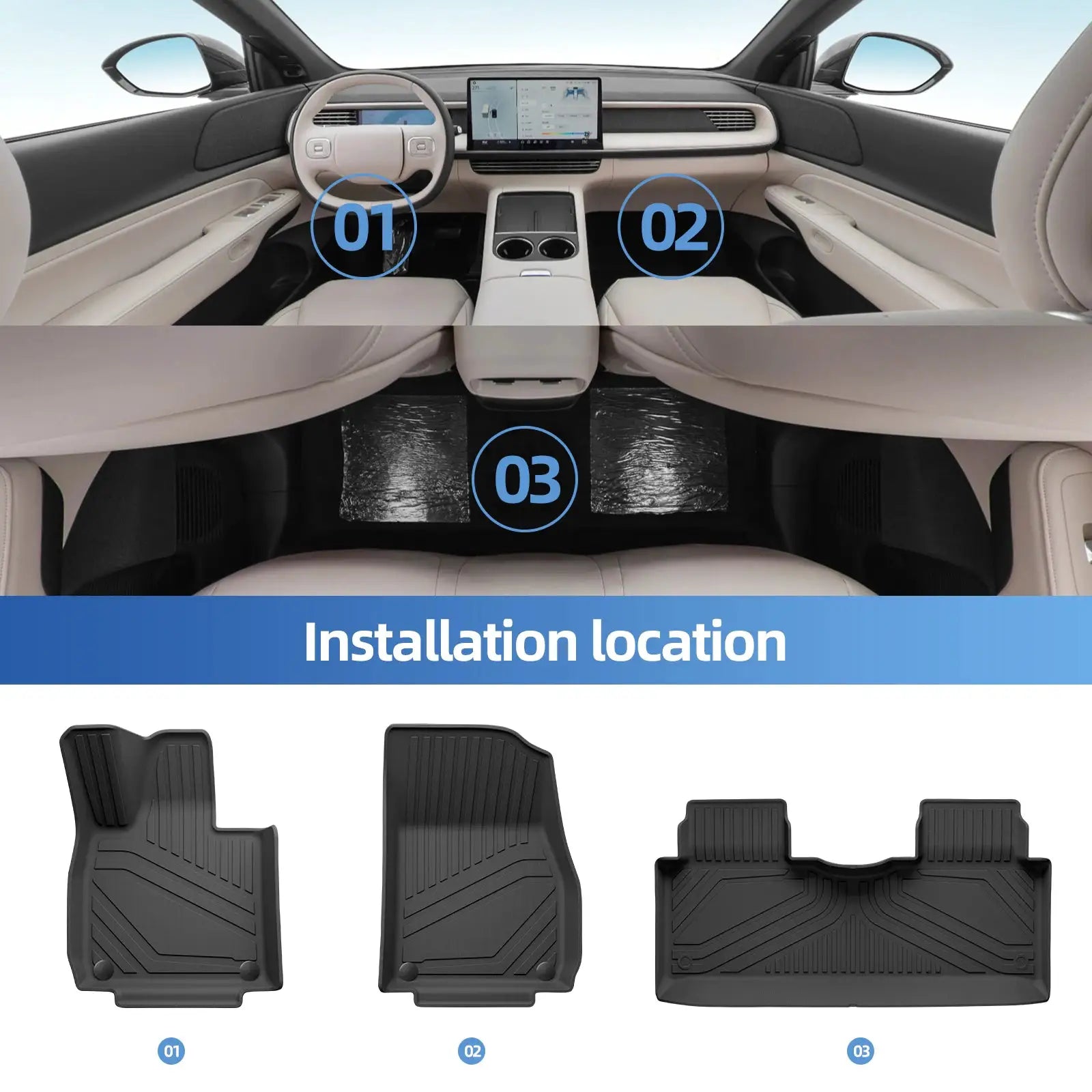 LUCKEASY 3-piece rear seat backrest protector and cargo liner set for Xpeng G6 2023–2025, black TPE mats by Simples Market
