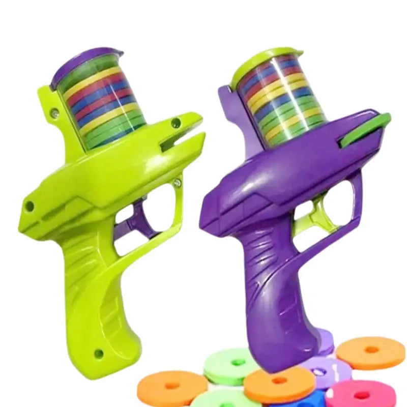 Kids Outdoor Foam Disc Launcher Toy Flying Disc Gun For Double Parent Child Interactive Play
