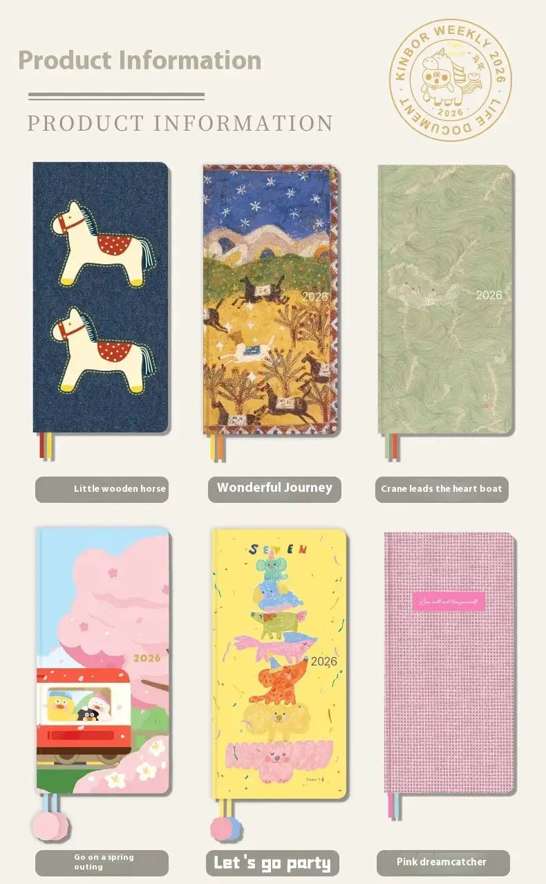 Kinbor 2026 weekly planner pocket-size notebooks set of 6 with assorted illustrated covers by Simples Market