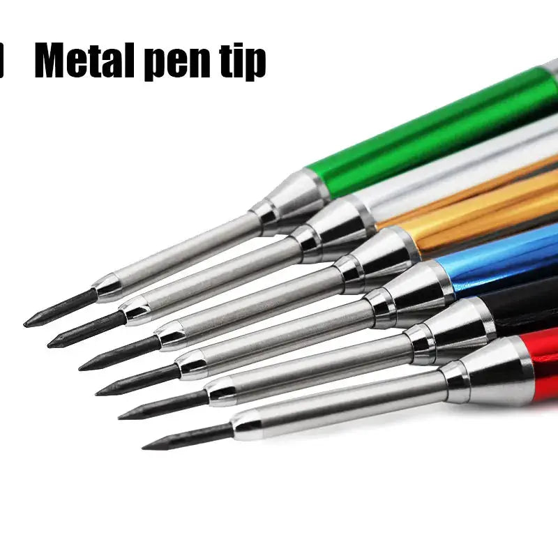 6-piece metal carpenter pencil set with 2.8mm tips and built-in sharpener, assorted colored barrels by Simples Market